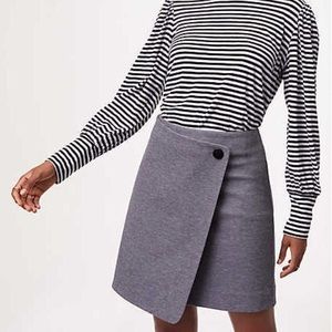 Ann Taylor Loft Plaid Gray Grid Wrap Mini Skirt
